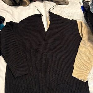 Women’s Black and Tan Sweater with knot open back